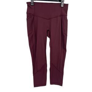 Lululemon All The Right Places High Rise Crop Leggings Womens Size 10 Maroon
